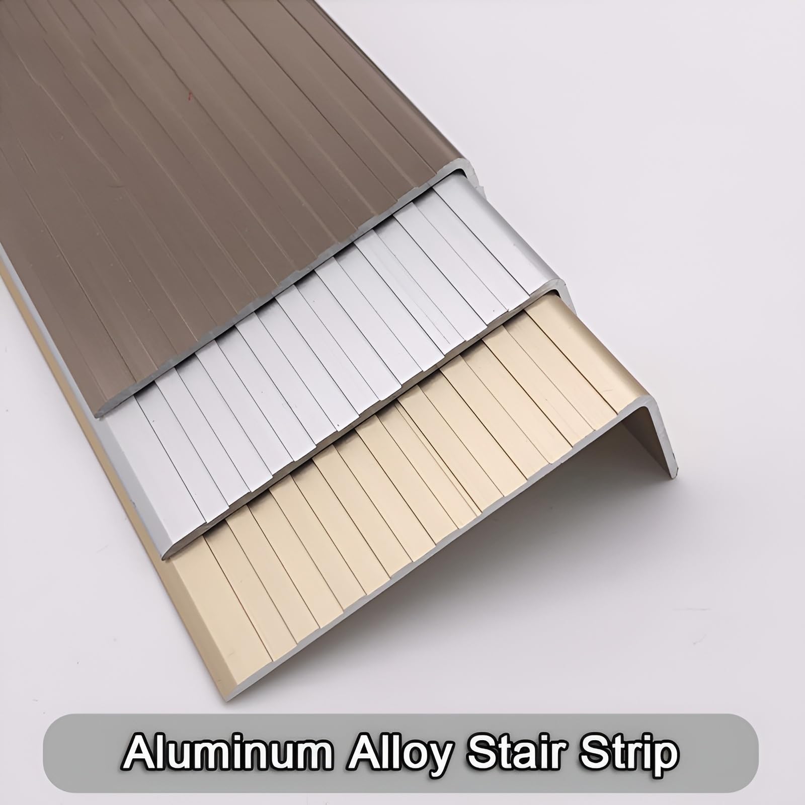 Perfil De Borde Para Escaleras De Aluminio, Protección De Borde De Escalera, W 75mm, Forma De L, Tiras Antideslizantes Para Peldaños(Rose gold,100cm)