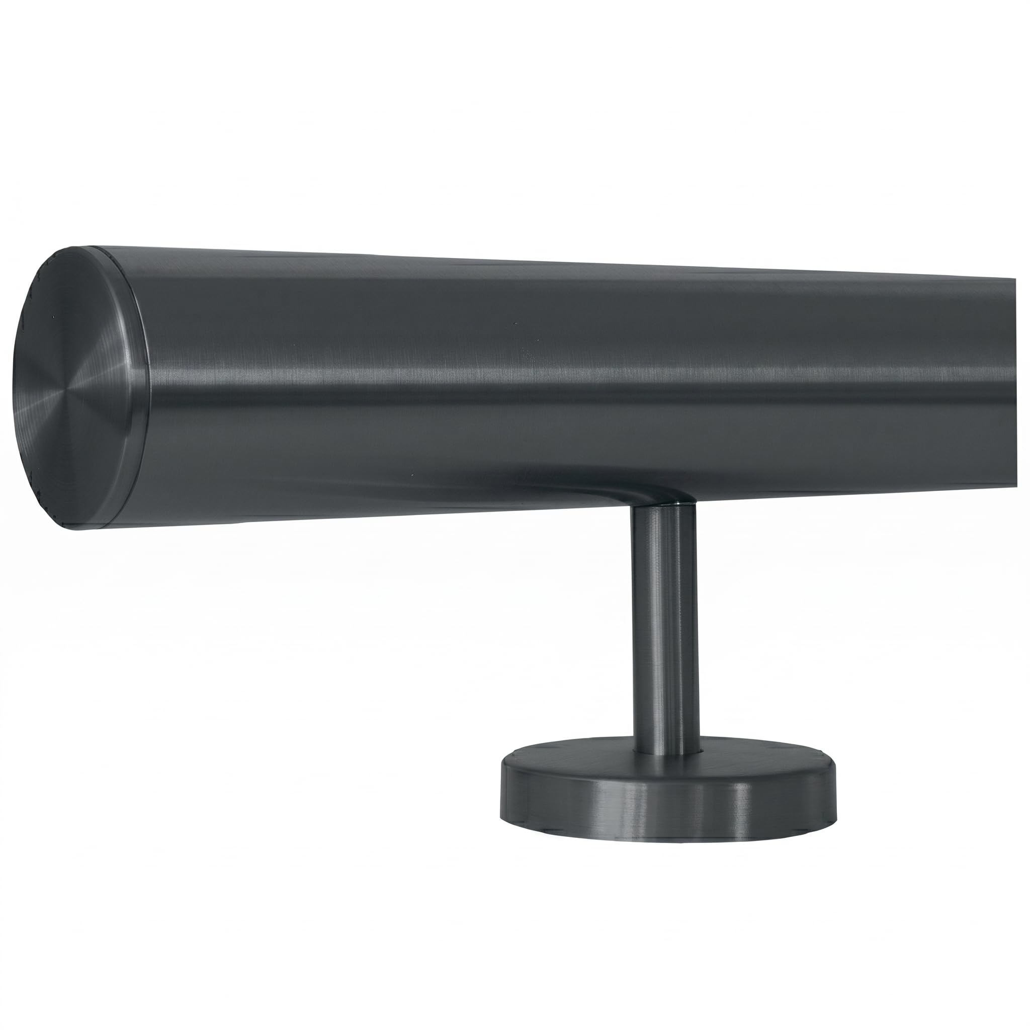 TIBU Handlauf Edelstahl Geländer Ø42,4 Anthrazit 30-600 cm Wandhandlauf Treppe gerade Edelstahlhalter, Variante Länge 110 cm mit 2 Halter und gerade Kappe