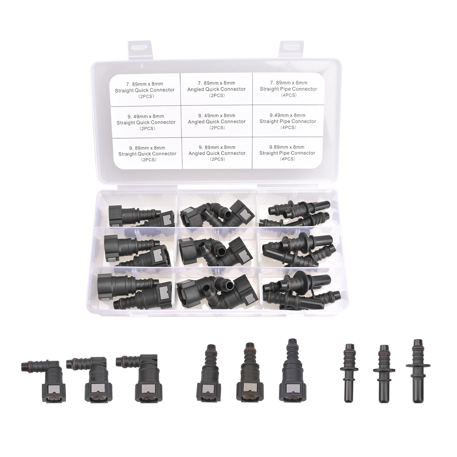 Assortiment de 24 raccords rapides pour conduite de carburant