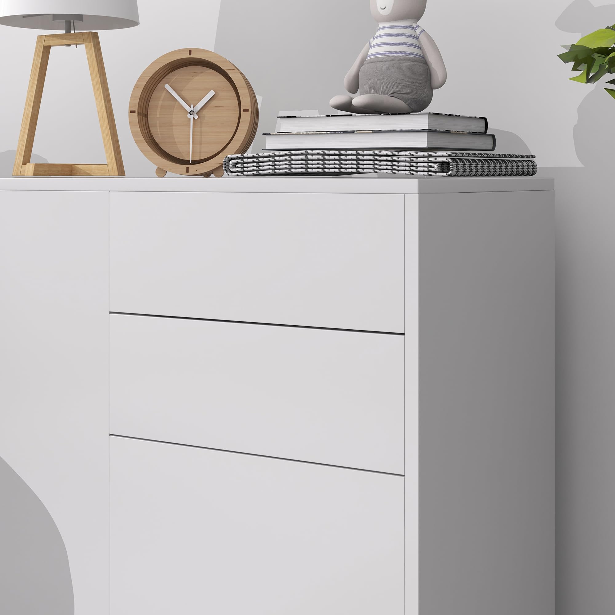 HOMCOM Meuble de Rangement Buffet Commode 79 x 36 x 74 cm Blanc Brillant | Armoire de Rangement, 2 Tiroirs, 2 Placards à Portes, Étagères Réglables, Salon, Chambre, Cuisine