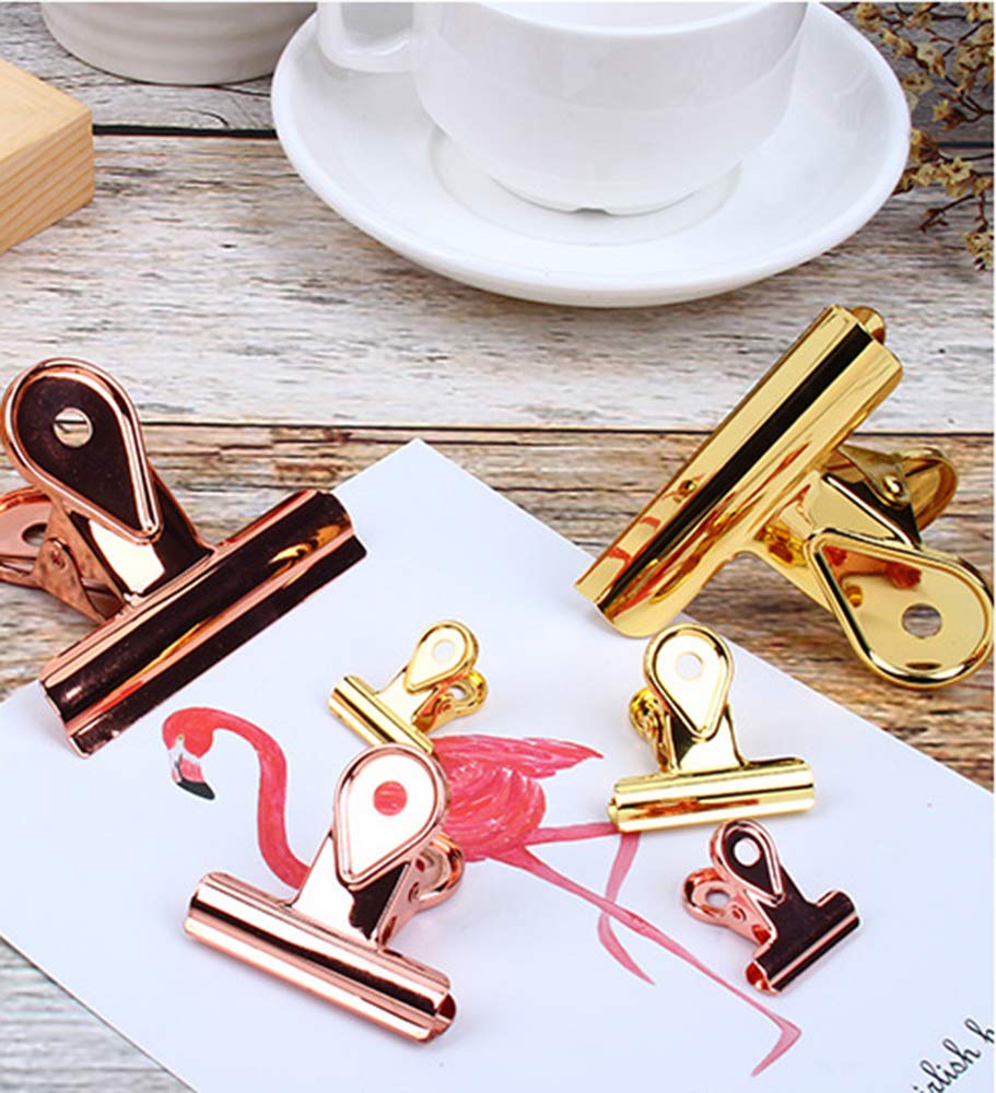 Clip Bulldog in metallo Fermagli for bulldog piccoli in oro rosa da 20 mm, clip a goccia d'acqua, confezione da 30 fermagli for cerniere in metallo, morsetti for raccoglitori di documenti