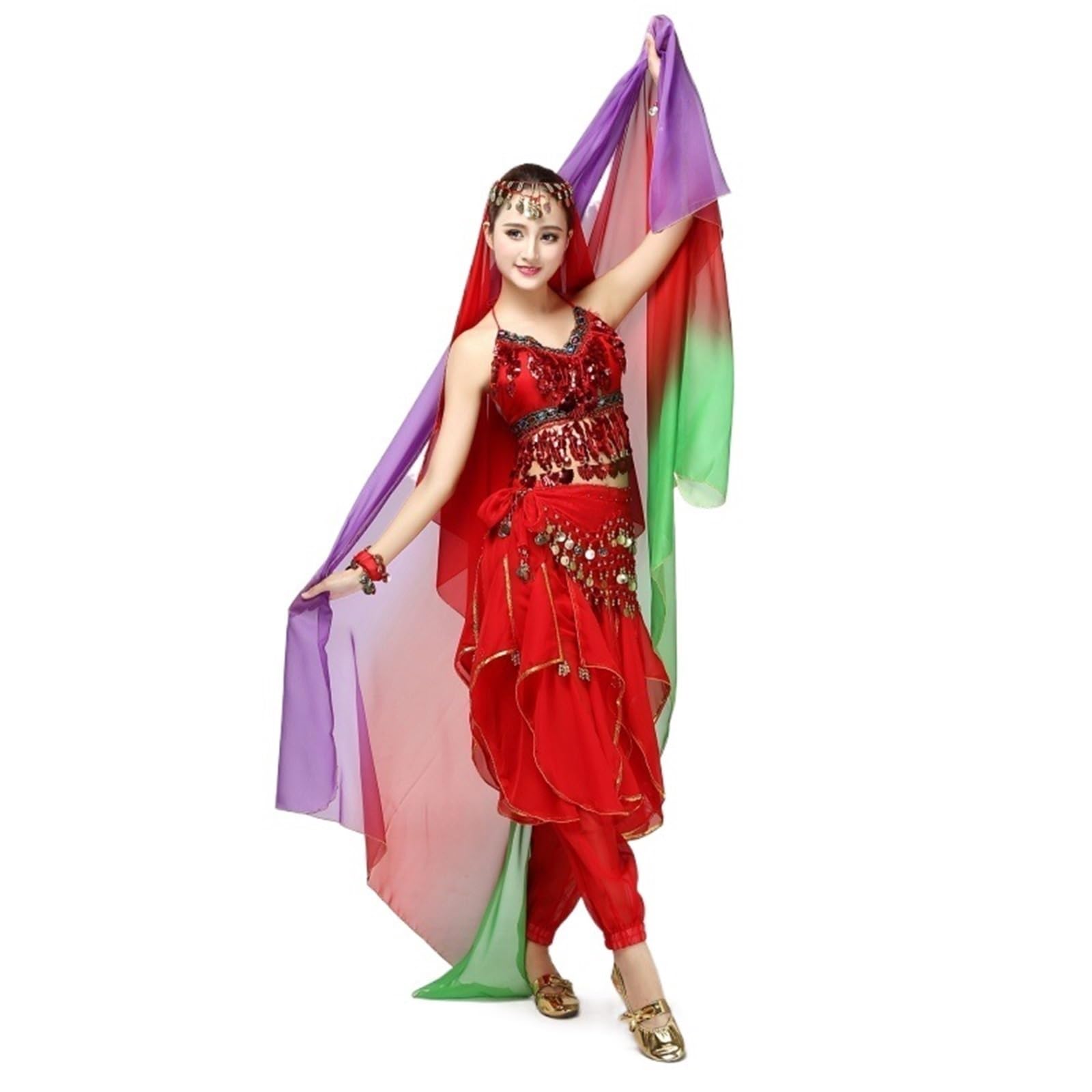Bufanda de danza del vientre con hilo premium velos sólidos de caída elegante 6