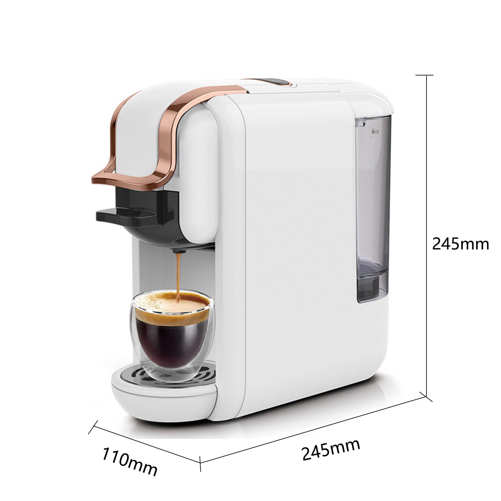 Macchina Da Caffè, Macchina Espresso A Capsule Completamente Automatica Per Uso Domestico, 4 in 1, 19 Bar, Doppia Modalità Caldo E Freddo, Spegnimento Automatico (Bianco)
