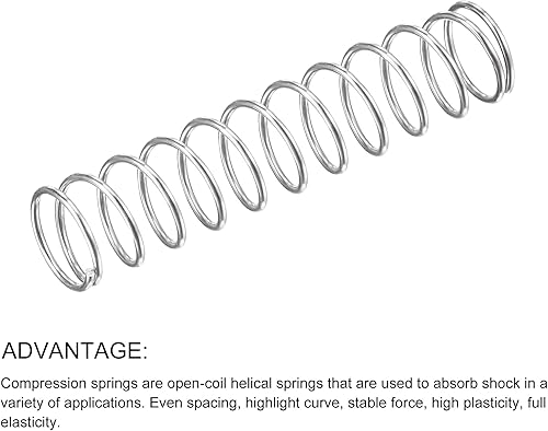 Miniatura 185 de METALLIXITY Resortes de compresión (0.020 x 0.118 in de diámetro exterior, 0.787 in de longitud libre) 20 unidades, resorte de extensión de acero