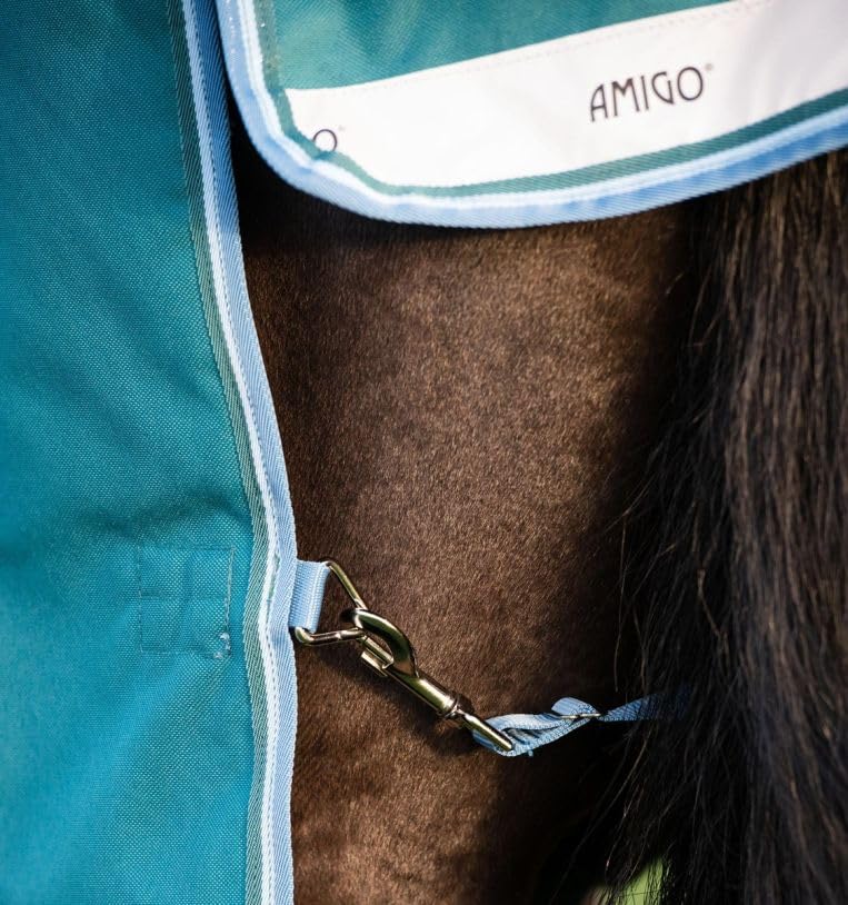 Image of Horseware Amigo Bravo 12 Plus Turnout 400g - Storm Green /Turquoise & Aqua & Blue, 81 inches
