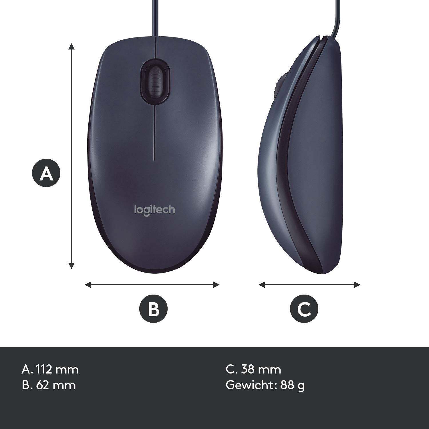 Logitech M100 USB PC mysz (kompatybilna z laptopami PC Windows, Mac, Linux) szara (10-pak)