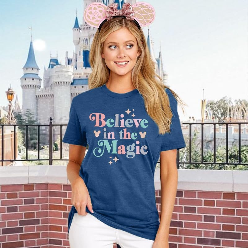 FRYAID Magical Shirt Women Believe in The Magic Tshirt Kingdom Castle Tie Dye Tee Family Holiday Vacation Short Sleeve Tops - Image 2