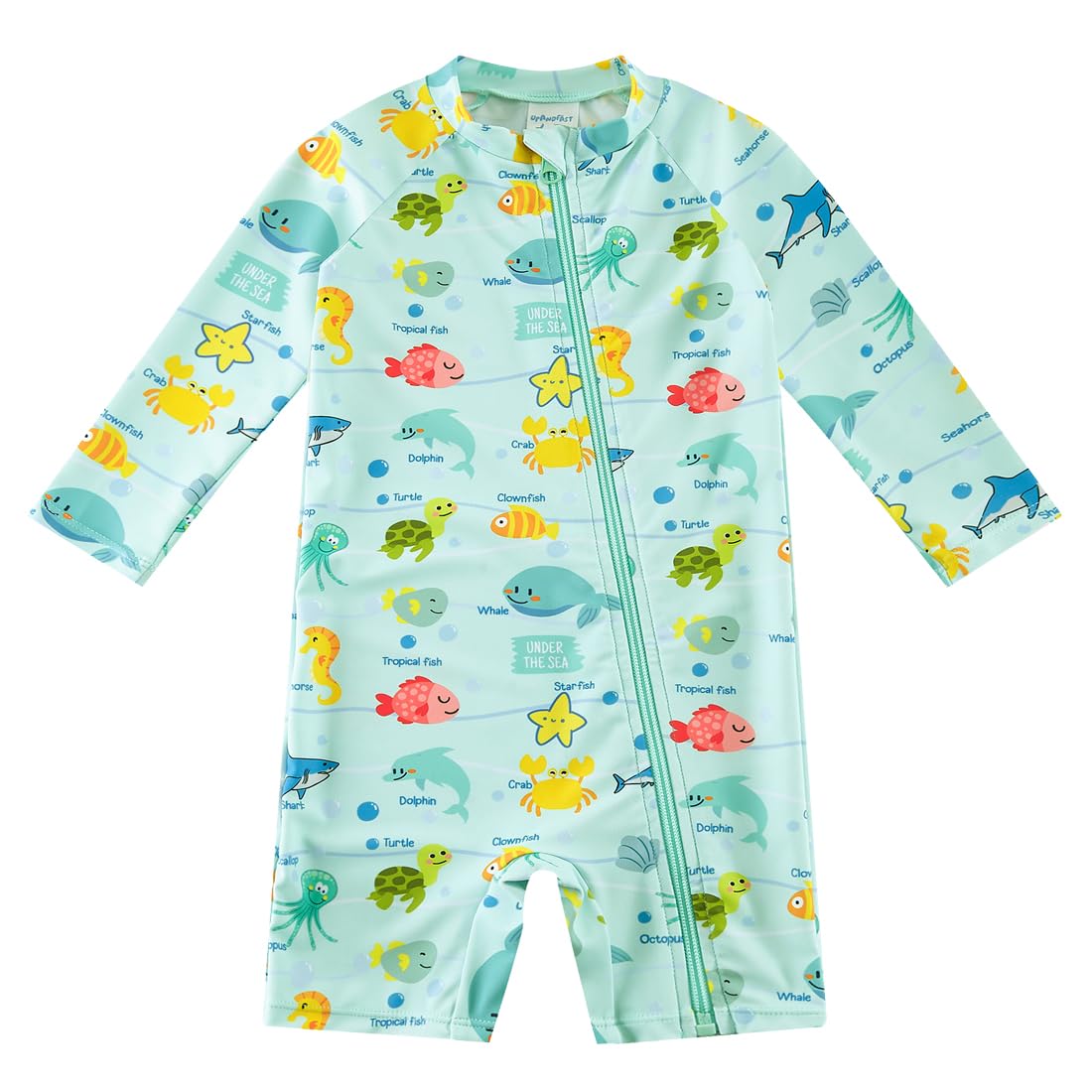 upandfast Baby Badeanzug mit Schrägem Reißverschluss UPF 50+ Badebekleidung für Baby Junge/Mädchen
