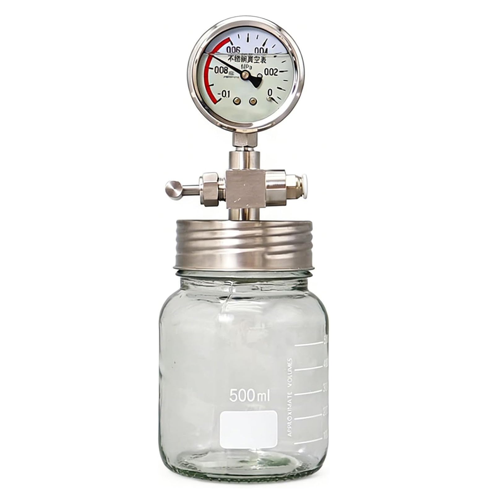 XNZJHPP Vacuum Chamber Kit, Glass Degassing Chamber for Laboratory Chemical and Biological Specimen Storage, Includes Pressure Gauge and Vacuum Storage Canister (500ml)