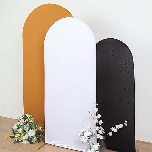 Miniatura 2 de Efavormart - Cubierta de marco de fondo de elastano blanca de 6 pies, cubierta de arco de boda de 2 lados