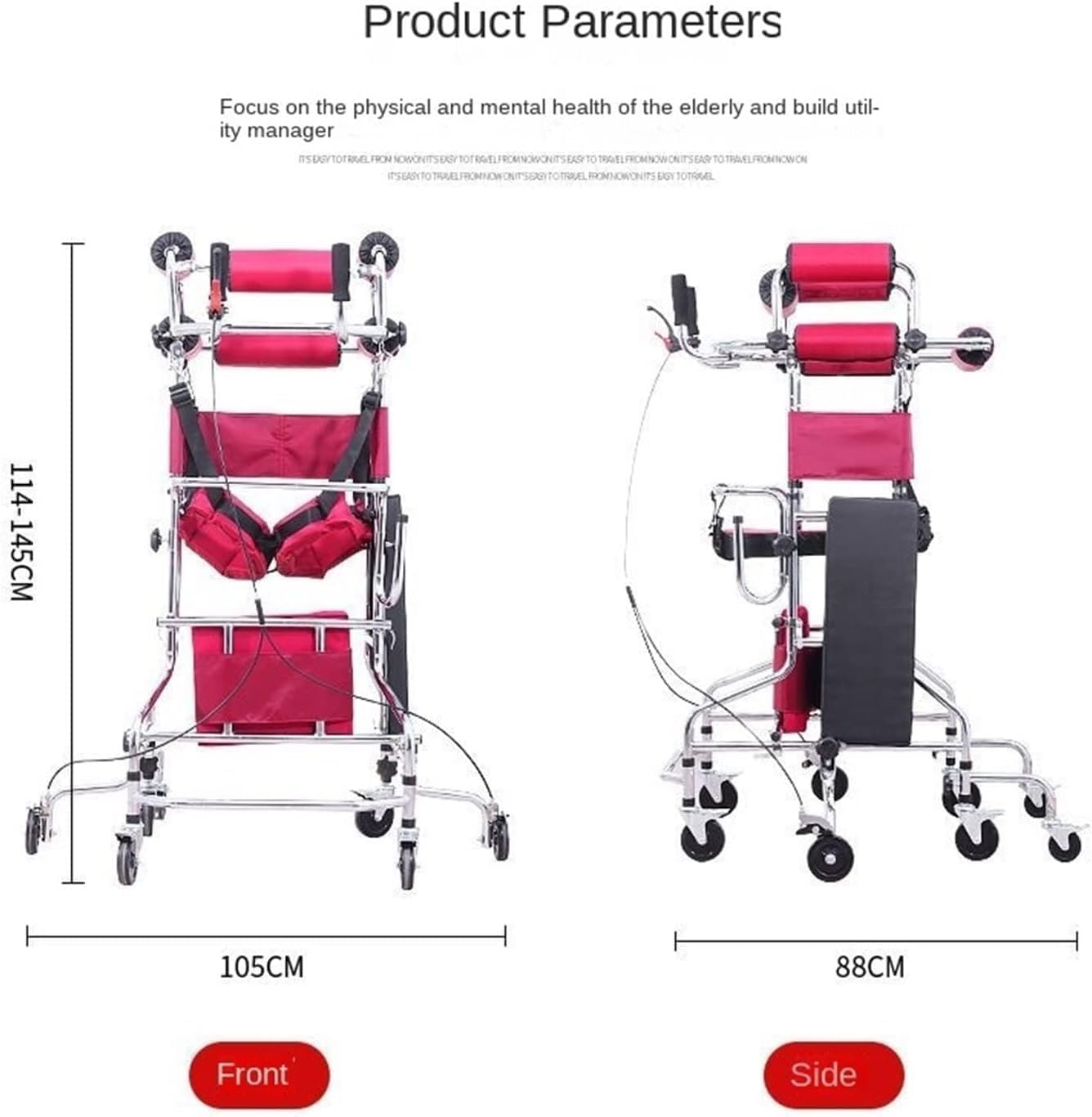 8-Rad-Rollator-Gehhilfe Rehabilitationsgerät Rollatoren Anti-Rückwärtskipp-Ablagewerkzeug Rollator für ältere Menschen mit Schlaganfall-Hemiplegie Roboter-Rollator