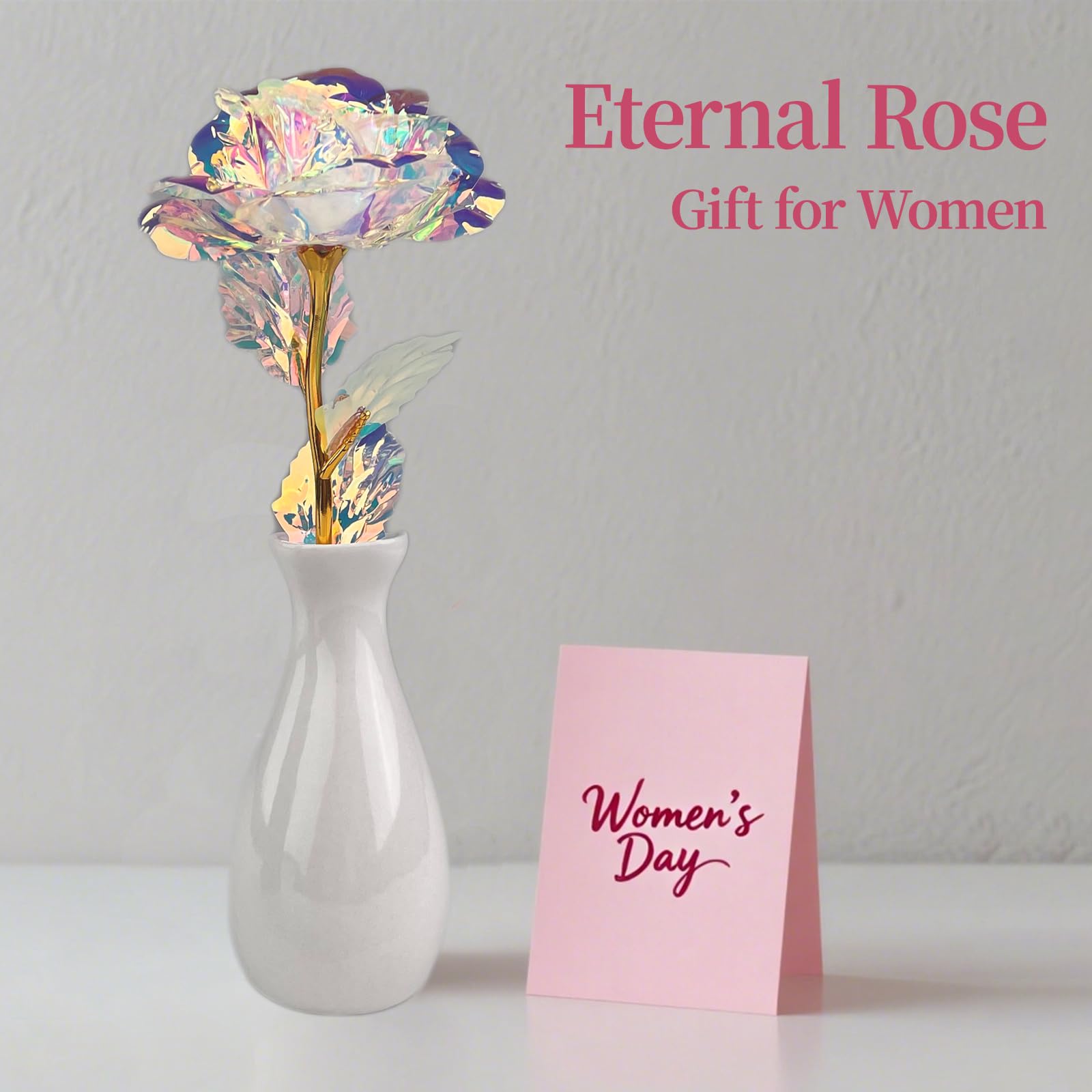 Rose Éternelle Sous Cloche Galaxy Avec LED - Fleur Artificielle Lumineuse La Belle Et La Bête, Cadeau Fête Des Mères Pour Maman Et Grand-mère
