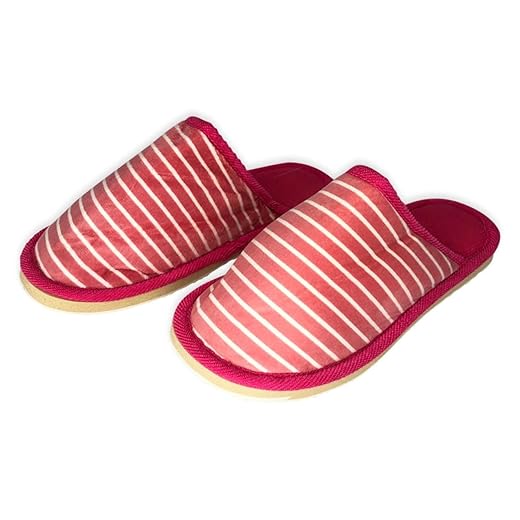 Pantufa Chinelo Feminina Macia Estampada Com Listras Rosa/Pink Tam. 36/37 - 38/39 - 40/41 | Sola Antiderrapante Super Quentinha Pelucia Adultos Conforto Facilidade De Uso Tradicional Sapatilha Forração Pelo 100% Poliéster Resistente