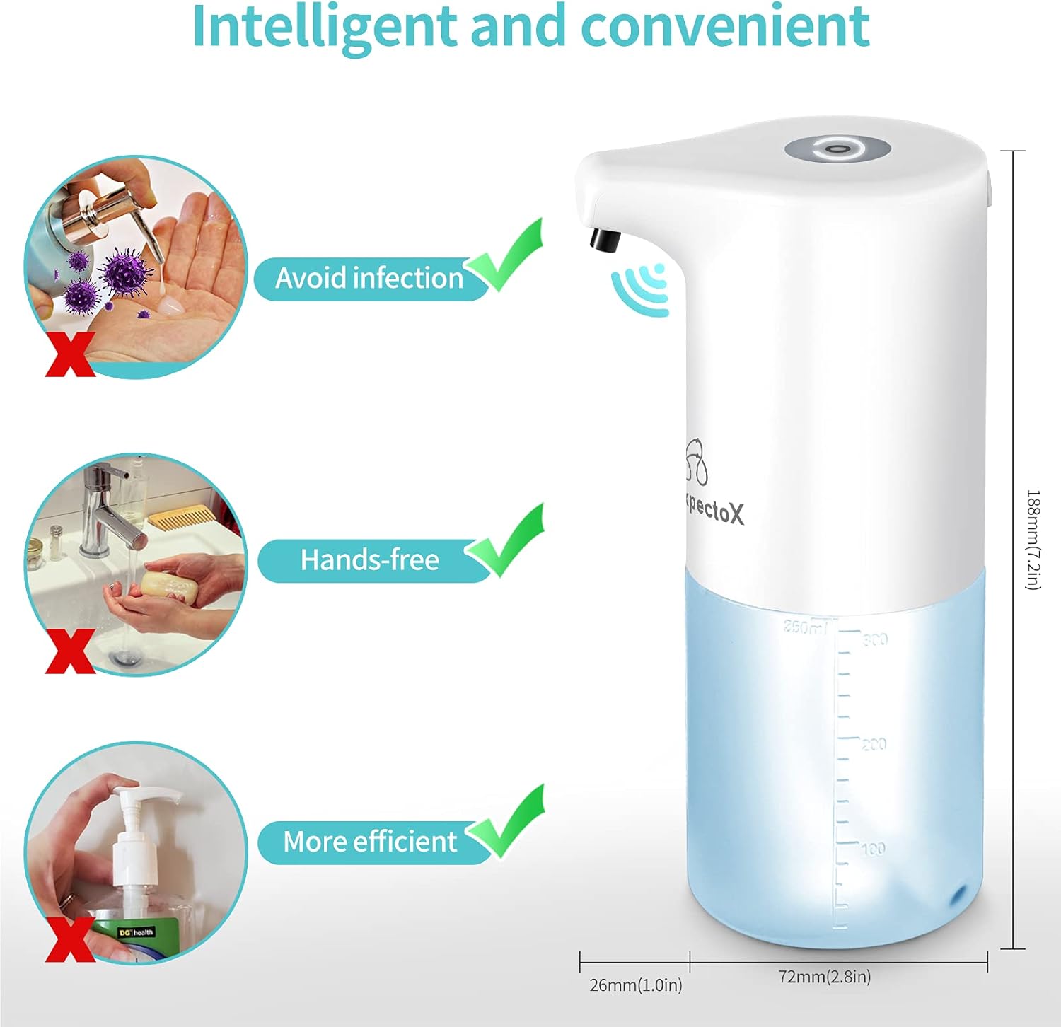 Automatic Soap Dispenser touchless,foaming soap Dispense,Kitchen soap Dispenser,Bathroom soap Dispenser Set,soap Daddy Dispenser,Dish soap with Pump,USB Rechargeable for Home/Office/Hotel