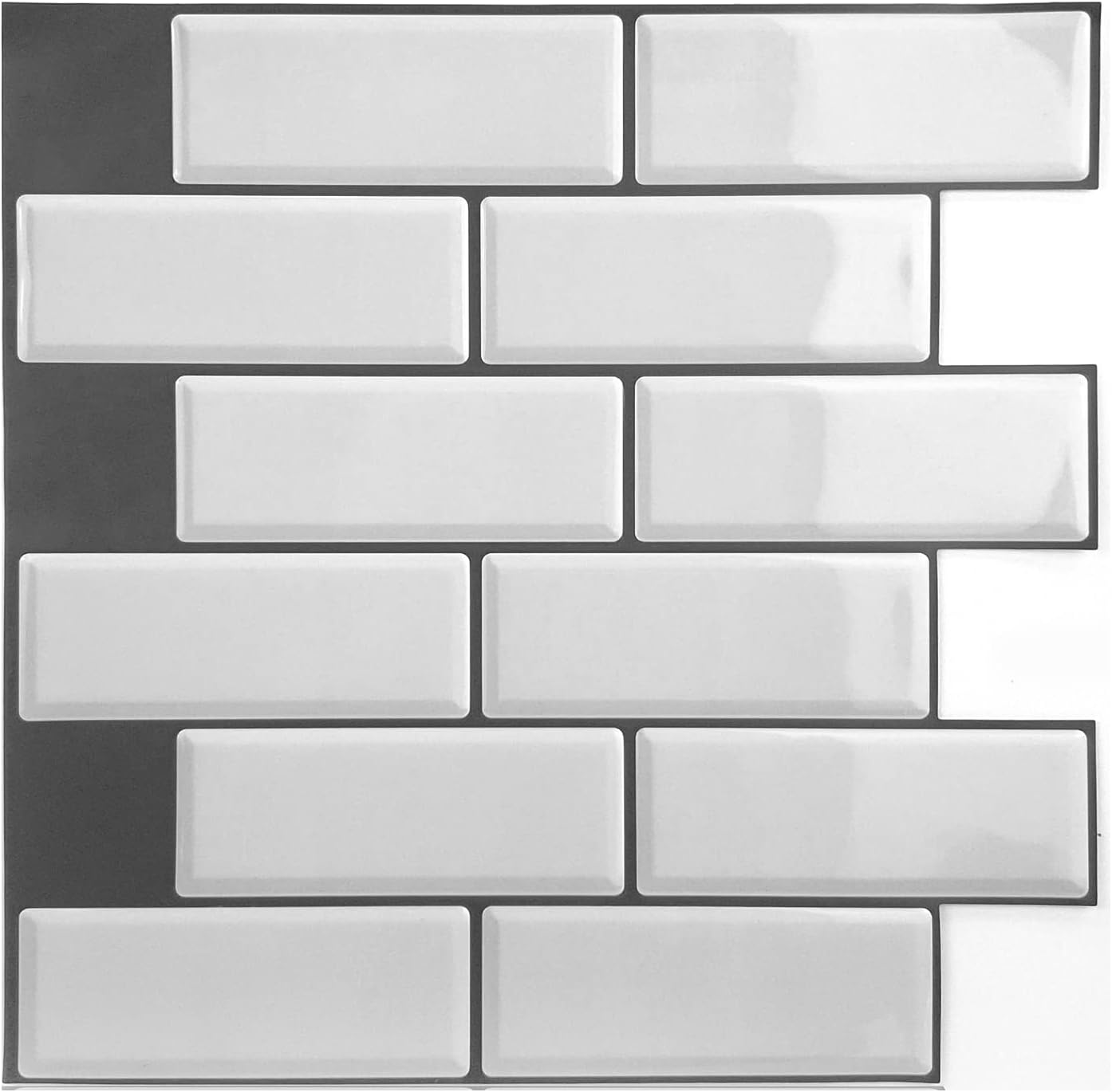 Premium 12 Sheets Peel and Stick Kitchen Backsplash Tile Stickers Self Adhesive Stick on Subway Tile 12 x 6 Bathroom Splashback Water Heat Resistant 3D Wall Tiles White Metro Glossy
