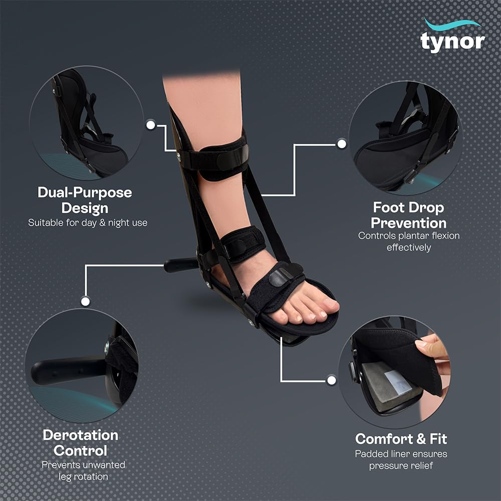 TYNOR PF Night Splint Derotation, Black, Medium, 1 Unit 1