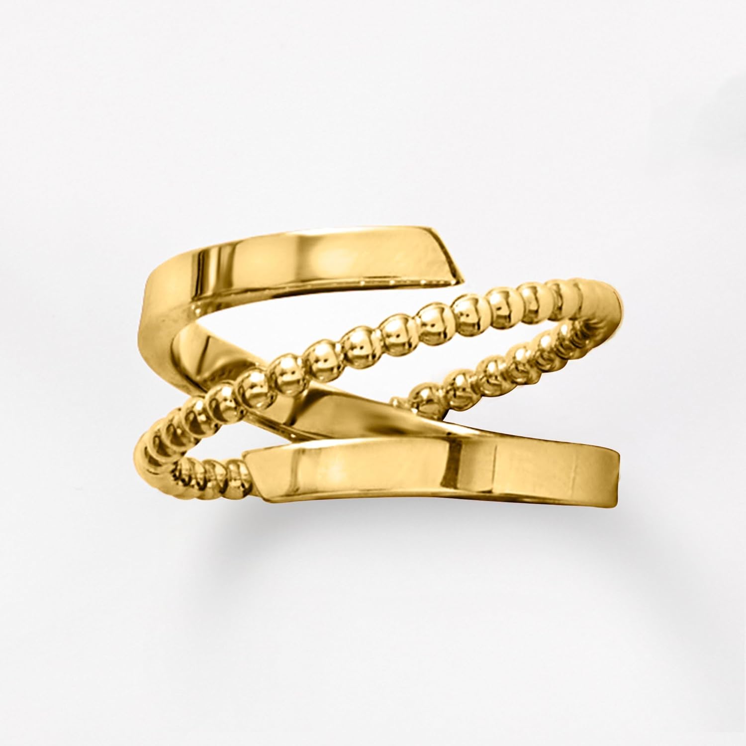 Ross-Simons Italian 14kt Yellow Gold Beaded Bypass Ring - Image 4