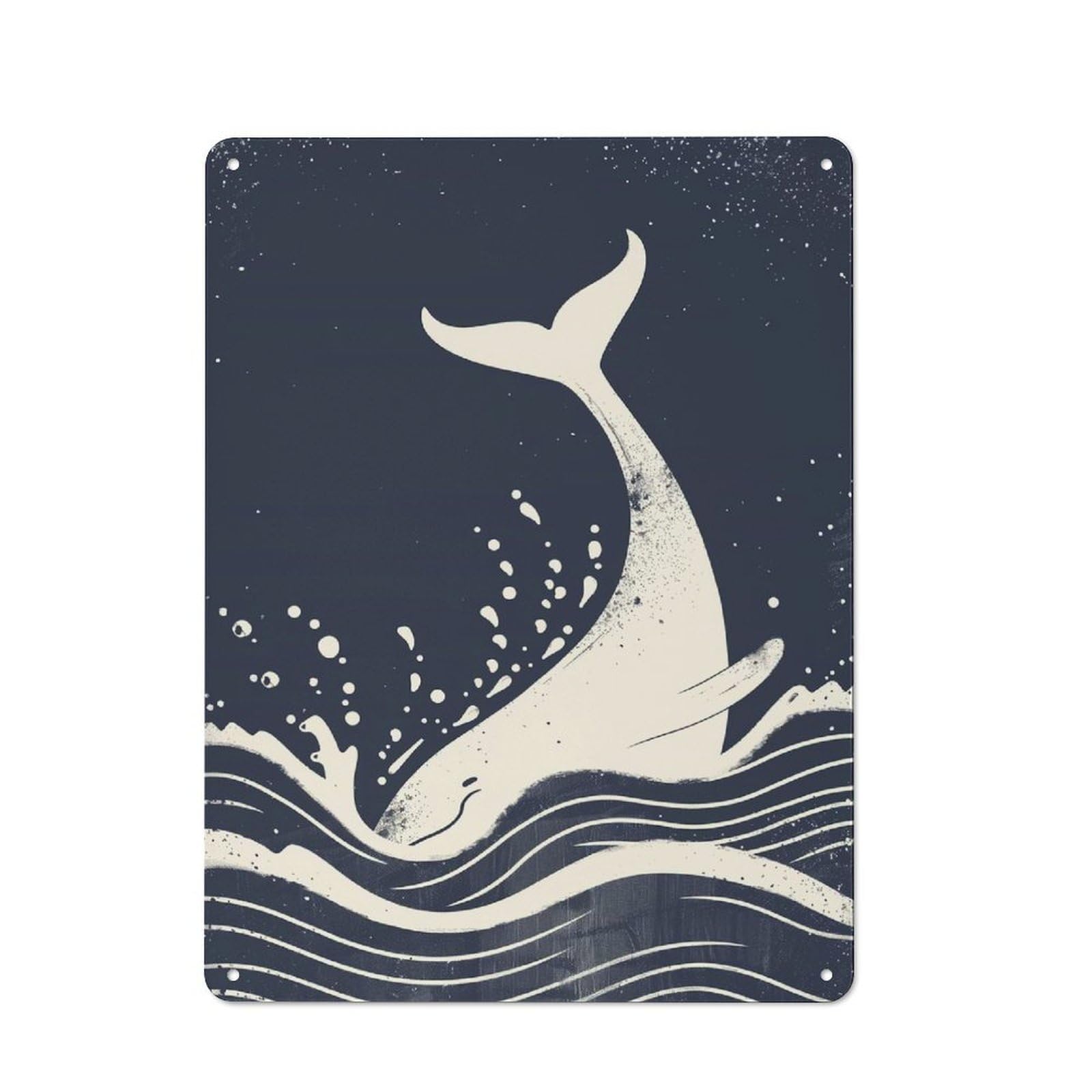 Distressed Look Whale Tail Splash Decorative Tin Sign 40x30cm, Vintage Wall Decor for Lounge, Study, Pub Or Wall Gallery