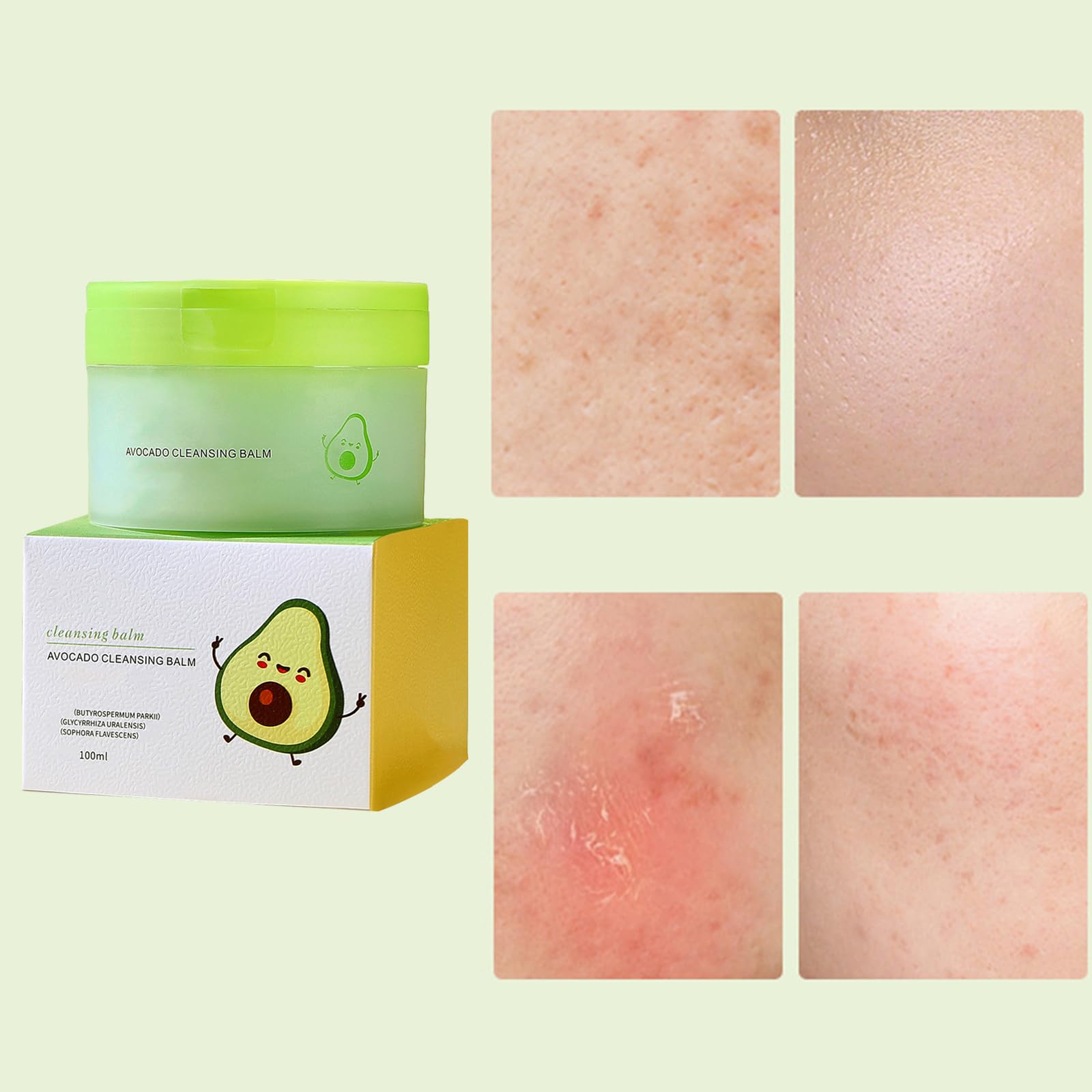 Démaquillant Avocat,Avocat Baume Nettoyant pour le Visage,Baume Nettoyant Fondant pour le Visage,Baume Nettoyant Démaquillant,Nettoyant Doux Rafraîchissant,Démaquillant Naturel à l'Avocat