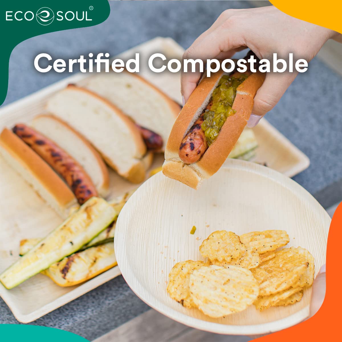 ECO SOUL Palm Leaf Plates 6”(15cm) Round (25 Count) Small Bamboo Plate, 6 Inch (15 cm) - Image 4