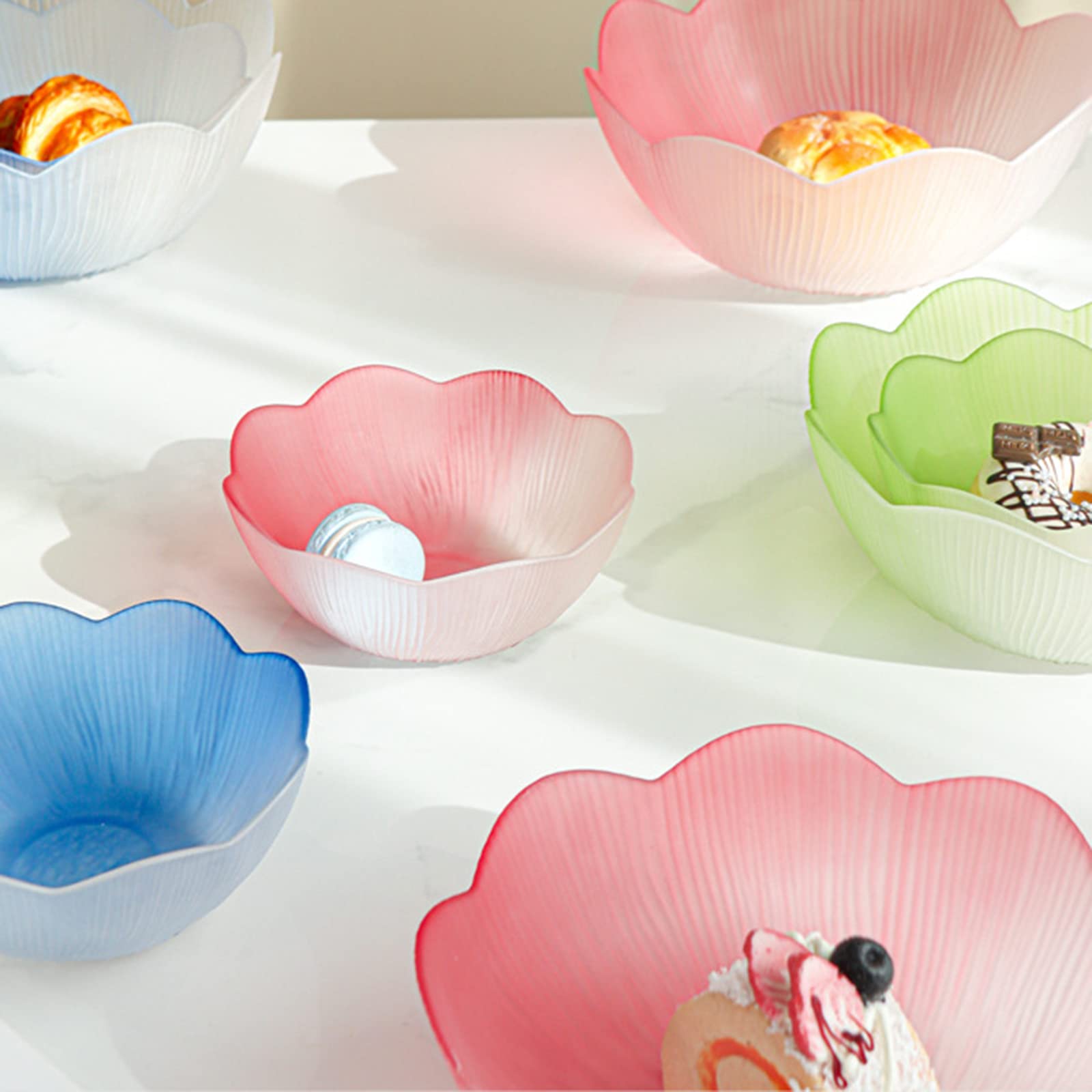 Bol à Salade Acrylique Transparent 17cm Motif Lotus - Léger Et Incassable - Pour Fruits, Desserts, Fêtes Et Pique-niques