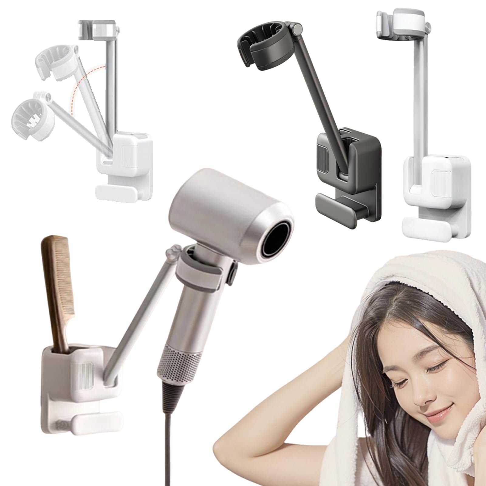 Amazon.co.jp: ドライヤーホルダー 壁掛け ハンズフリー ドライヤー