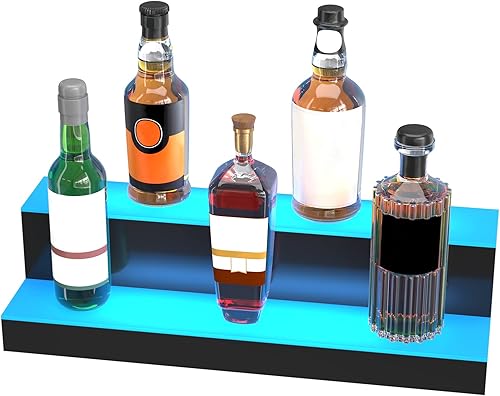 Miniatura 90 de VEVOR Pantalla de botella de licor con iluminación LED, 3 niveles de 40 pulgadas, compatible con USB, estante iluminado de bar para el hogar