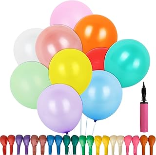 Sponsored Ad - 100 Pack Balloons Assorted Colors with Balloon Pump, 12 inch Rainbow Party Balloons for Birthday, Colorful ...