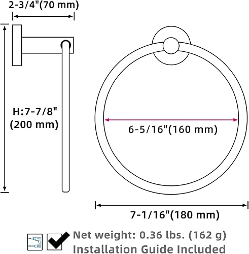 Miniatura 8 de APLusee SUS 304 - Toallero redondo de acero inoxidable dorado cepillado, para almacenamiento de baño, inodoro y cocina, montaje en pared