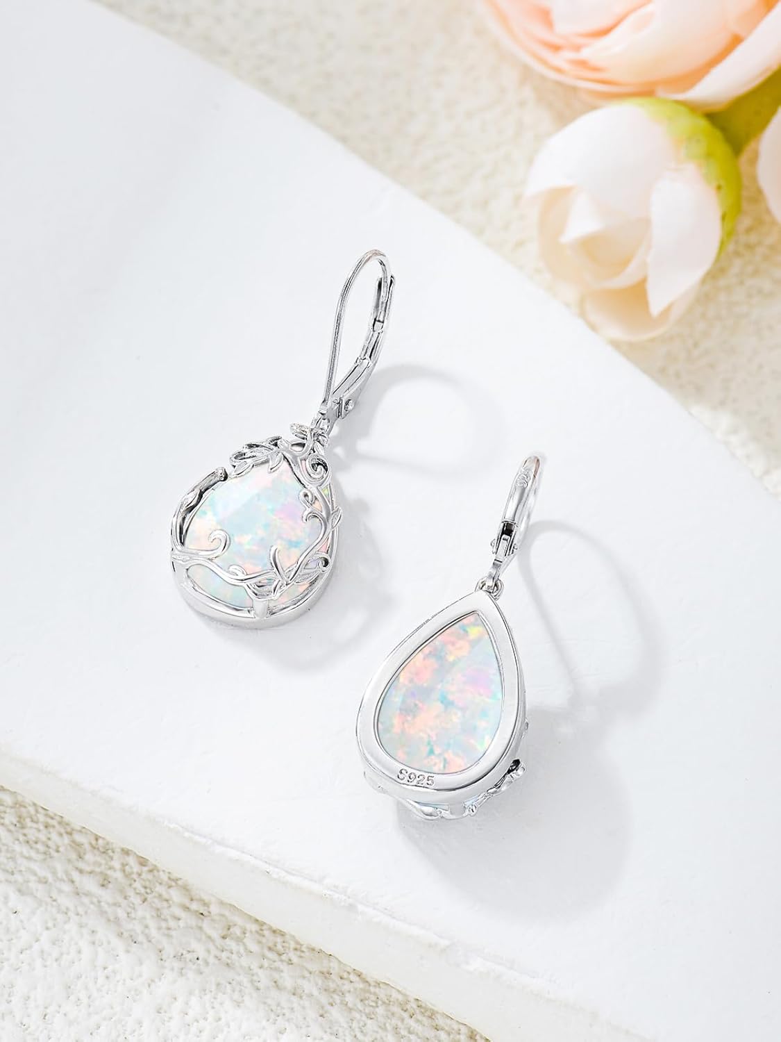 Celtic Filigree Earrings 925 Sterling Silver Teardrop Gemstone Dangle Earrings Fine Jewelry Gifts for Women - Image 5