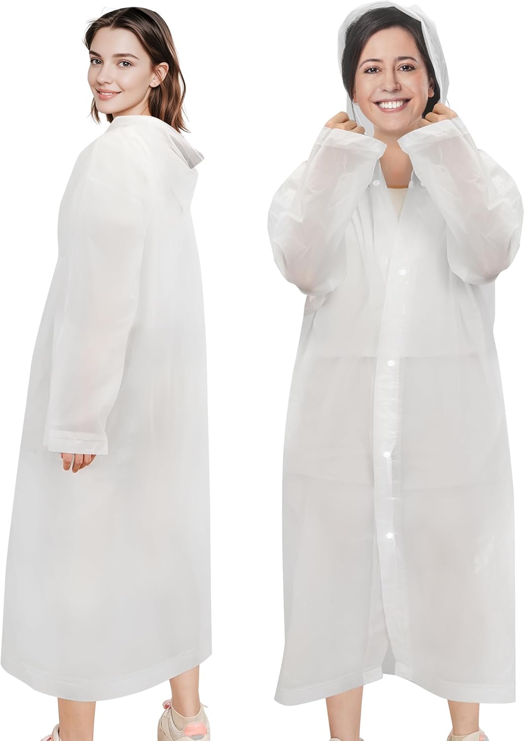 Rain Ponchos for Adults Reusable (2 Pack), Waterproof EVA Raincoats with Hood & Drawstring for Women & Men Rain Ponchos for Adults Reusable (2 Pack), Waterproof EVA Raincoats with Hood & Drawstring for Women & Men