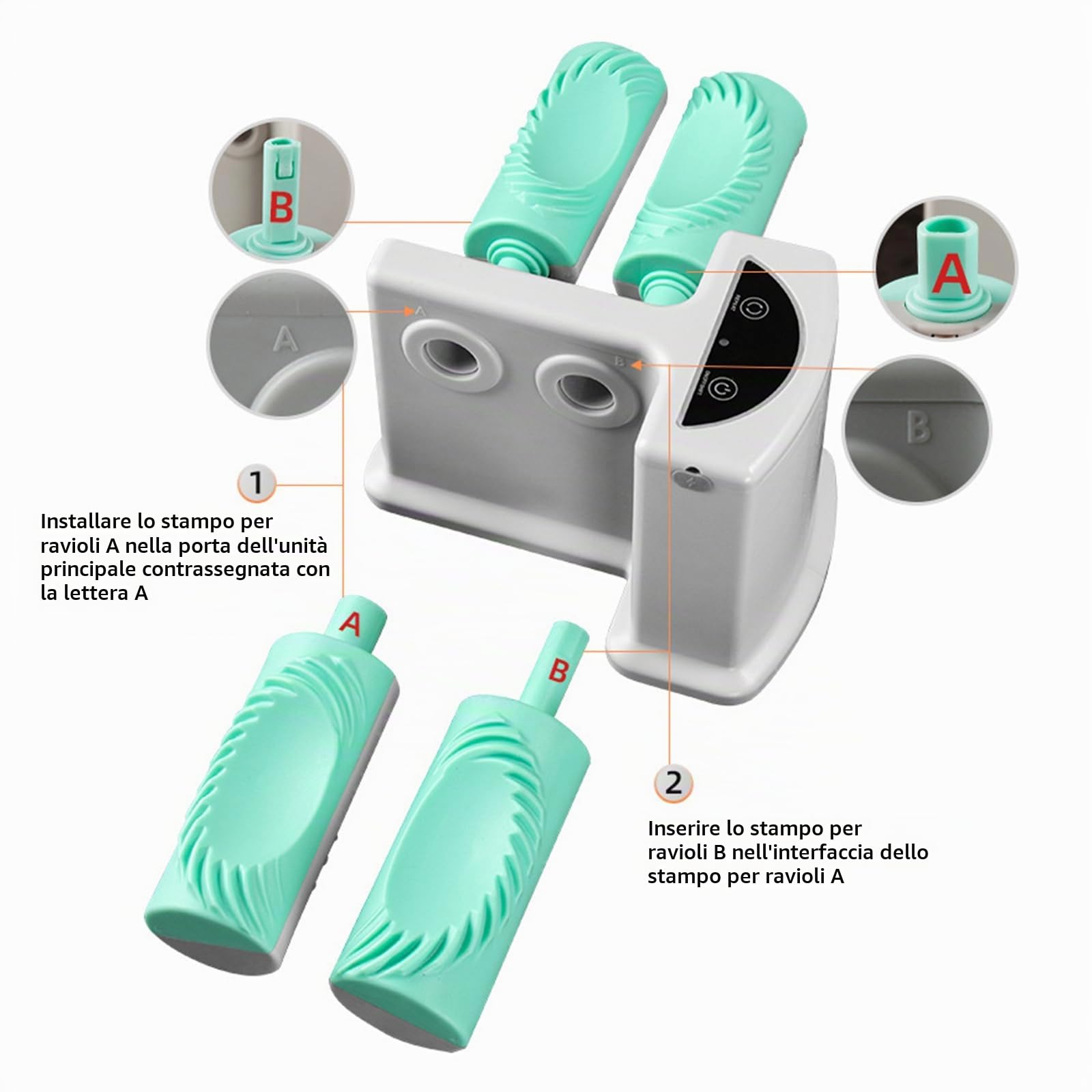 Macchina Automatica per Gnocchi e Ravioli - Formatore Elettrico per Impasto Con Doppia Testa e Spazzola - Stampo per Utensili da Cucina