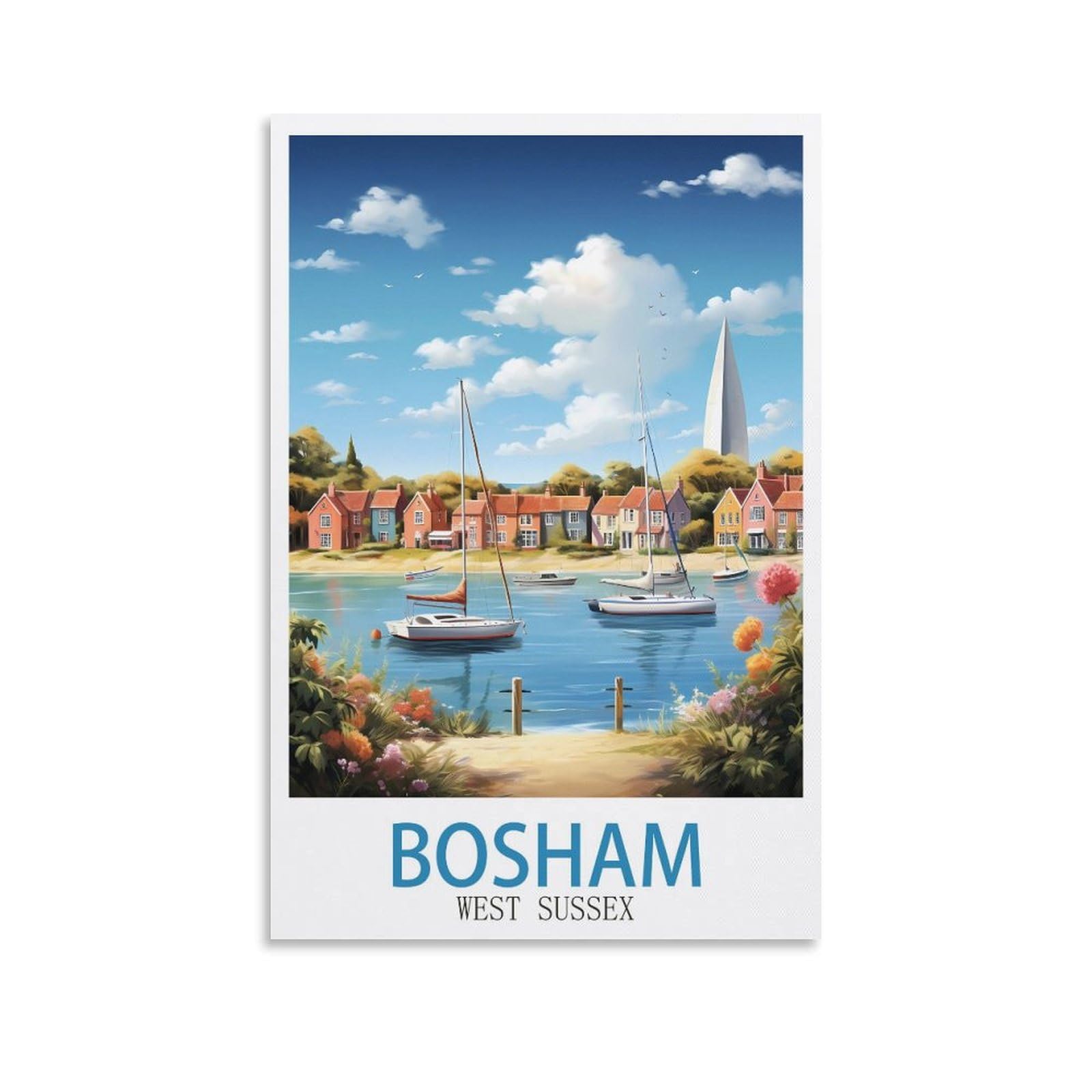 ZBBGGOZ Bosham West Sussex Vintage Travel Poster 08x12inch(20x30cm) Canvas Wall Posters And Art Picture Print Modern Family Bedroom Decor