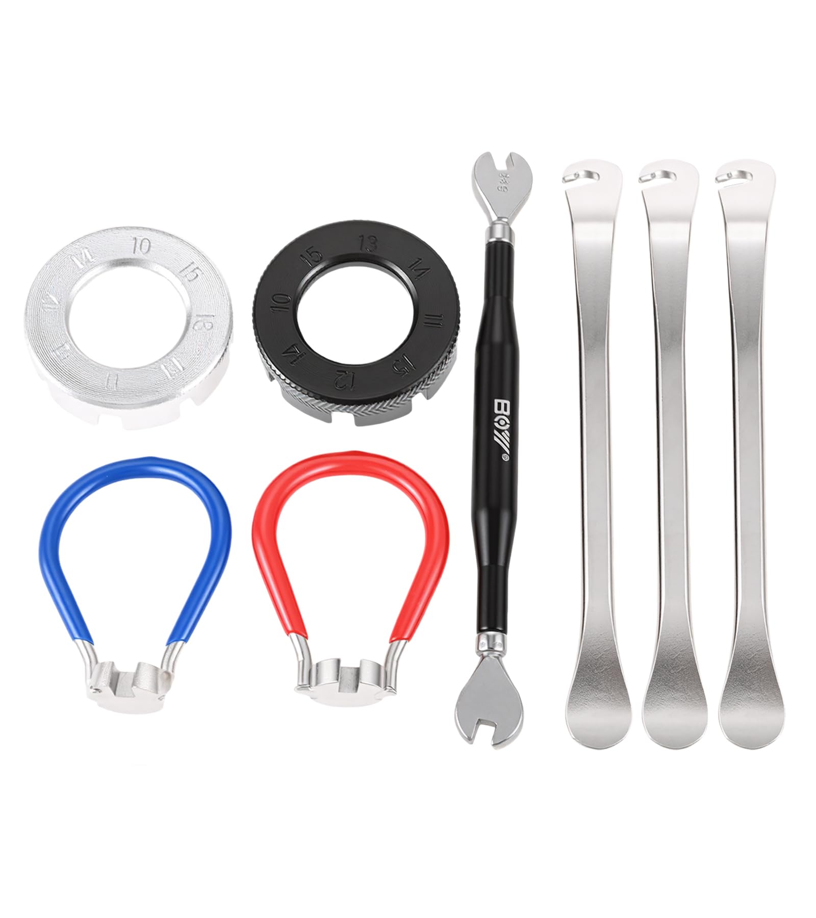 MUXSAM 8 Pack Bike Spoke Wrench Tool Set,Bike Spanner/Bike Wheel Spoke Key,Spokes Truing Tool Bike Rim Correction Kit with 3 Bicycle Tire Levers,Spoke-Adjuster for Adjust Cycling Wheel Tension