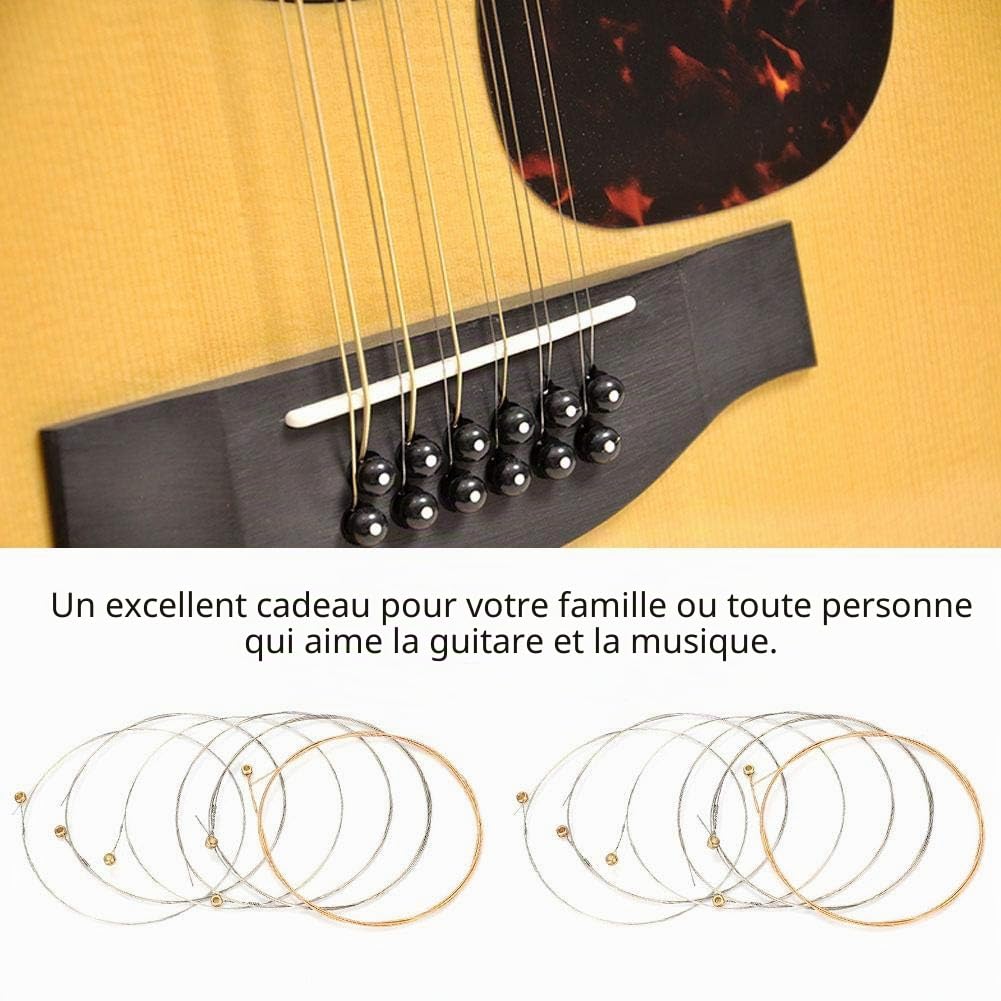 Corde de guitare, 12 pièces de rechange de cordes de guitare pour guitare folk acoustique