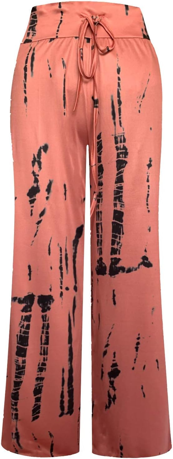 NEWCOSPLAY Women's Comfy Pajama Pants Casual Drawstring Palazzo Lounge Wide Leg Pants - Image 3