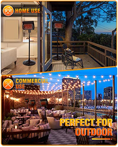 Sunday Living Electric Patio Heater, Outdoor Heater, 1500W Infrared Heater with 3 Power Settings, Digital Panel with 12H Timer, Adjustable Height Space Heater, in/Outdoor, SPH-15NR
