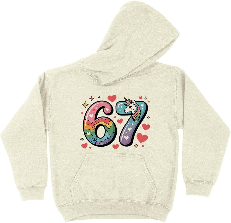 TeesAndTankYou Rainbow Unicorn 67 Kids Hoodie Sweatshirt Youth