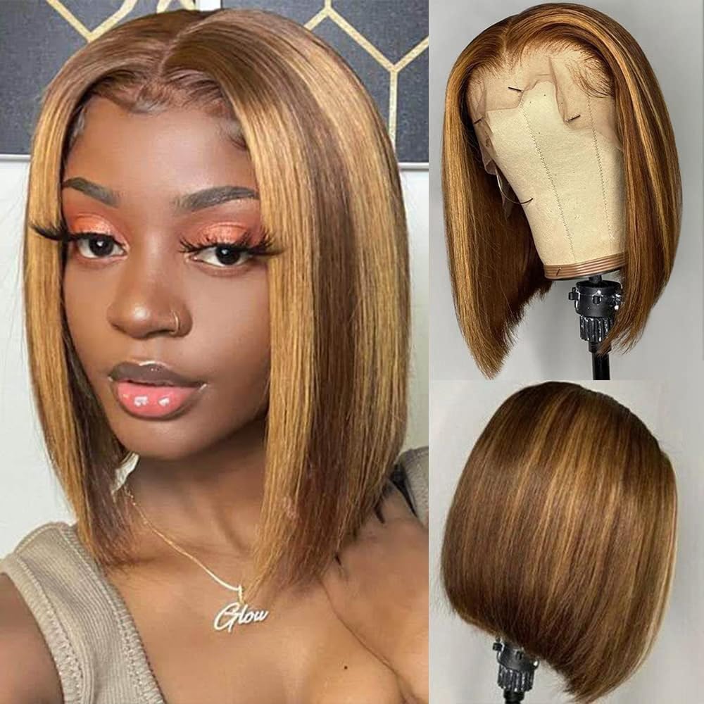 Ombre Bob Wig Human Hair 13x4 HD Lace Front Wigs Human