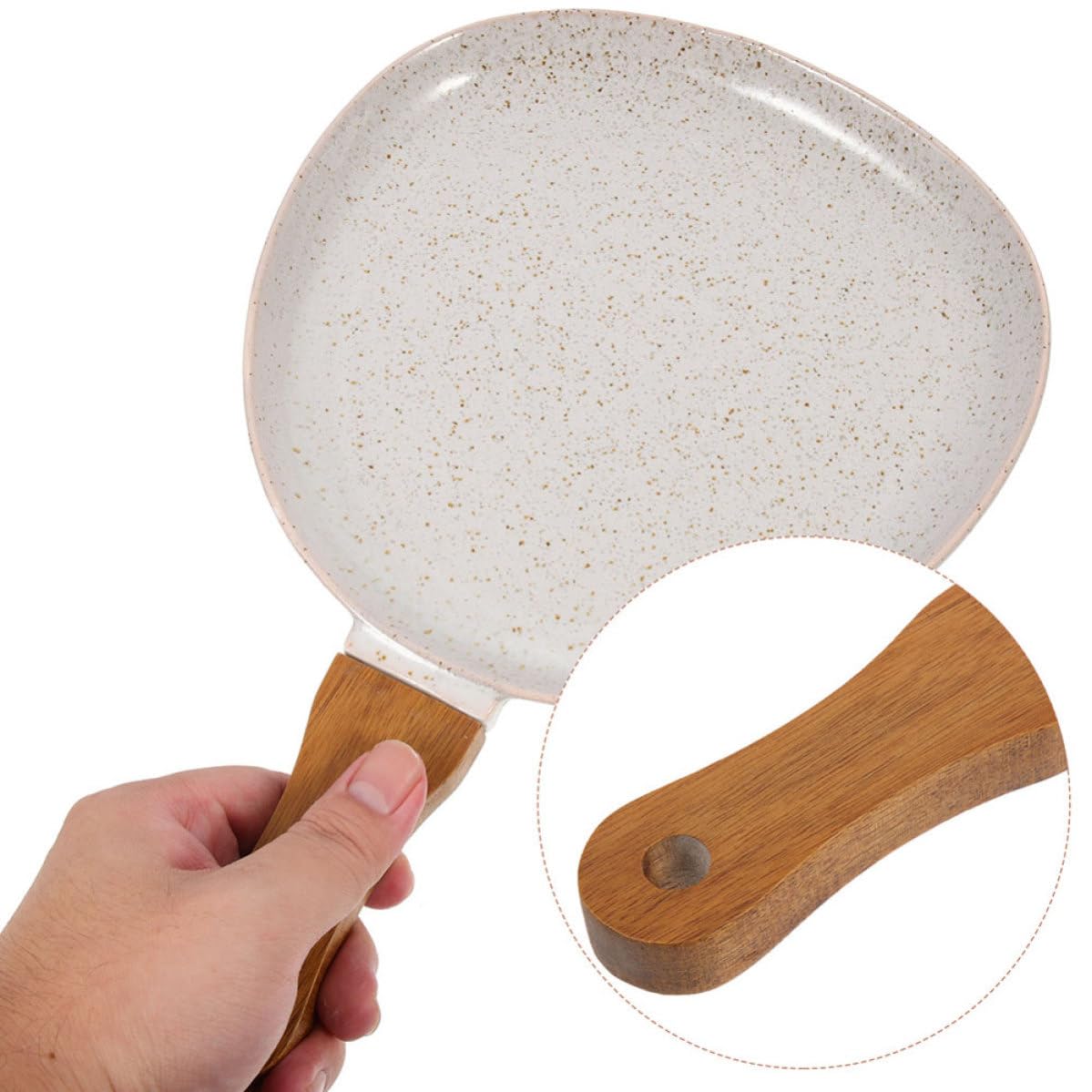 ULTECHNOVO Keramikteller mit Holzgriff, Dekorativer Crêpe Teller für Feiern | Ofenfest und Mikrowellengeeignet, Anti Scalding Griff, Ergonomische Form, für Persönliche Partys und Feiermomente