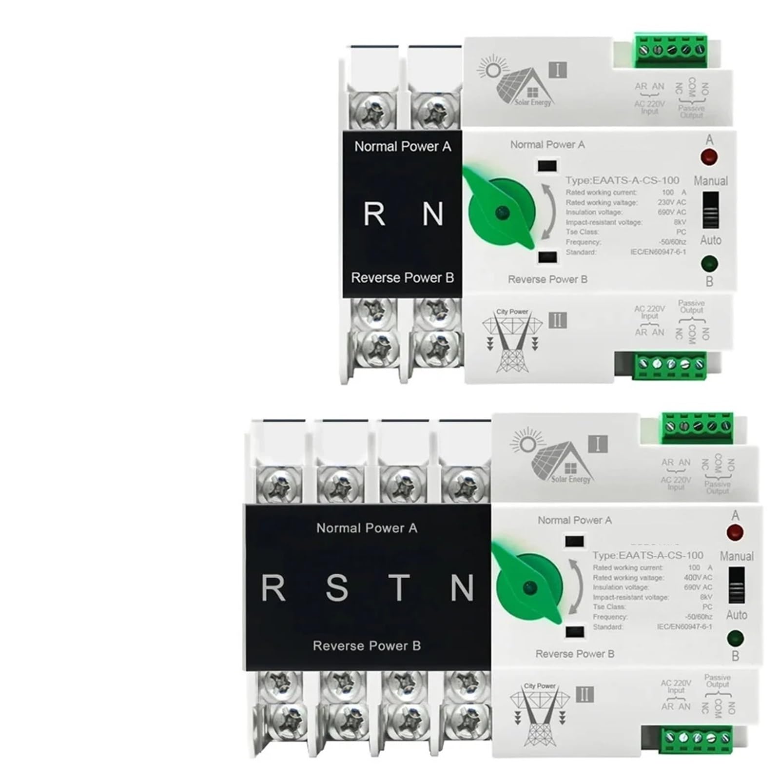 ATS inverseur de source automatique PV onduleur double puissance sans coupure 2P - 7