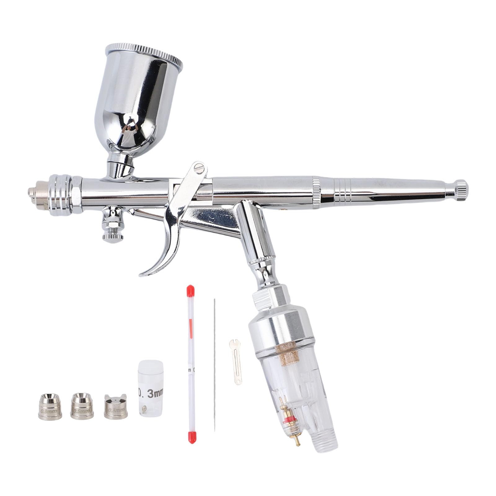 Airbrush-Set, Fortschrittliche Doppelwirkung, Schwerkraftzufuhr, 0,3 Mm Düse für Künstlerbedarf, Malen, Zeichnen, für Anfänger und Profis, Aluminium und Kupfer
