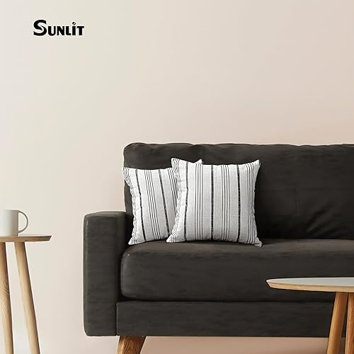 Miniatura 4 de Sunlit Funda de almohada decorativa para casa de campo, funda de almohada con diseño moderno, cuadrado, 18 x 18pulgadas, juego de 2 fundas de cojín