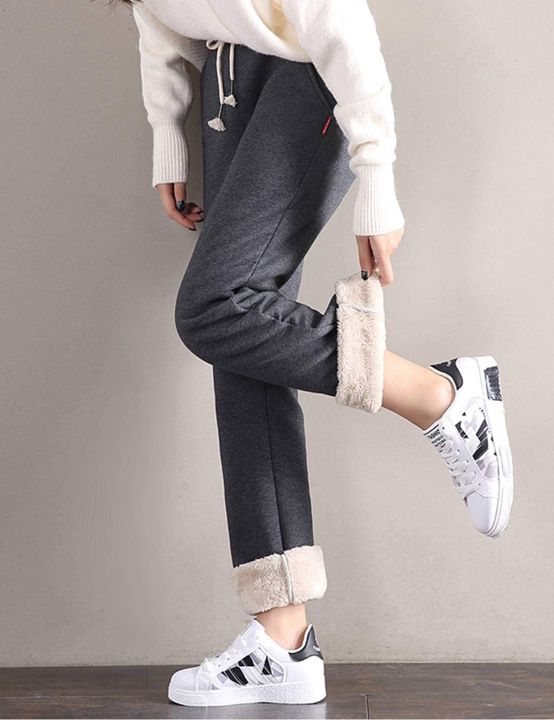 Gihuo Women's Winter Warm Sherpa Lined Sweatpants Fleece Pants - Image 3