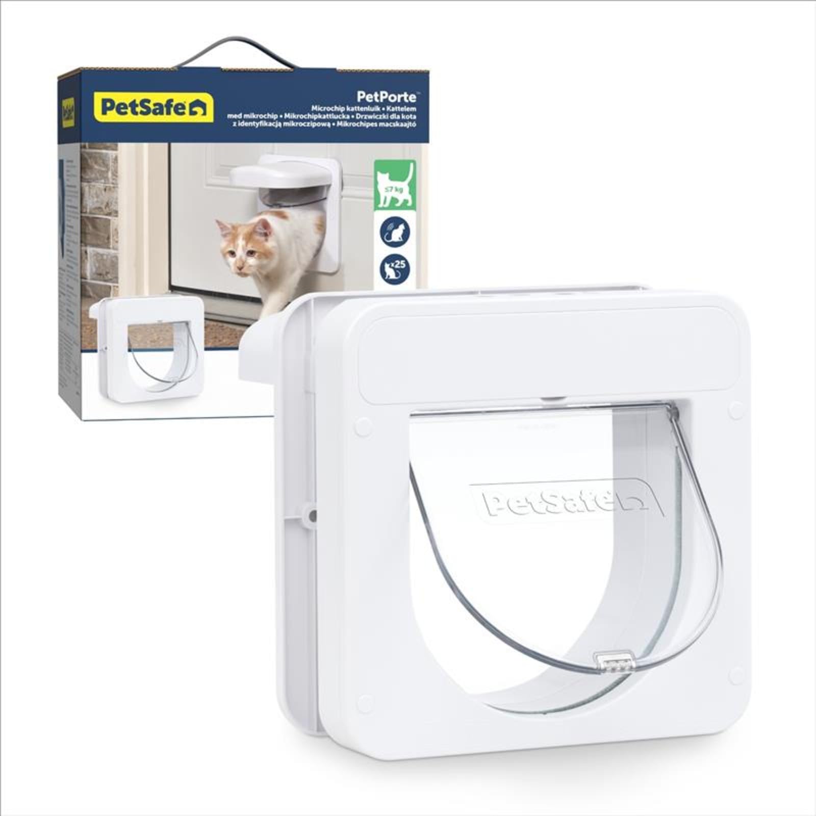 PetSafe Petporte Smart Flap Mikrochip Katzenklappe - Fortschrittliche Technologie, Chiperkennung - Für Wand- & Türmontage geeignet - Weiß