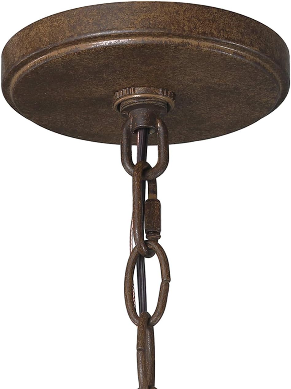Farmhouse Chandelier, 21.5'' Chandelier Light Fixture, 6-Light Drum Pendant Light Fixtures in Antique Rust Finish for Dining Room, Kitchen Island, Foyer
