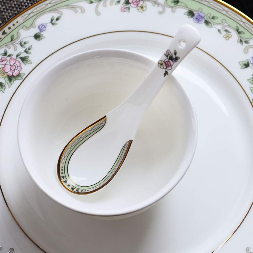 Lot de 10 cuillères en céramique, petites cuillères ménagères, cuillères à riz, en porcelaine d'os et en céramique, cuillères de 14 cm de long pour manger