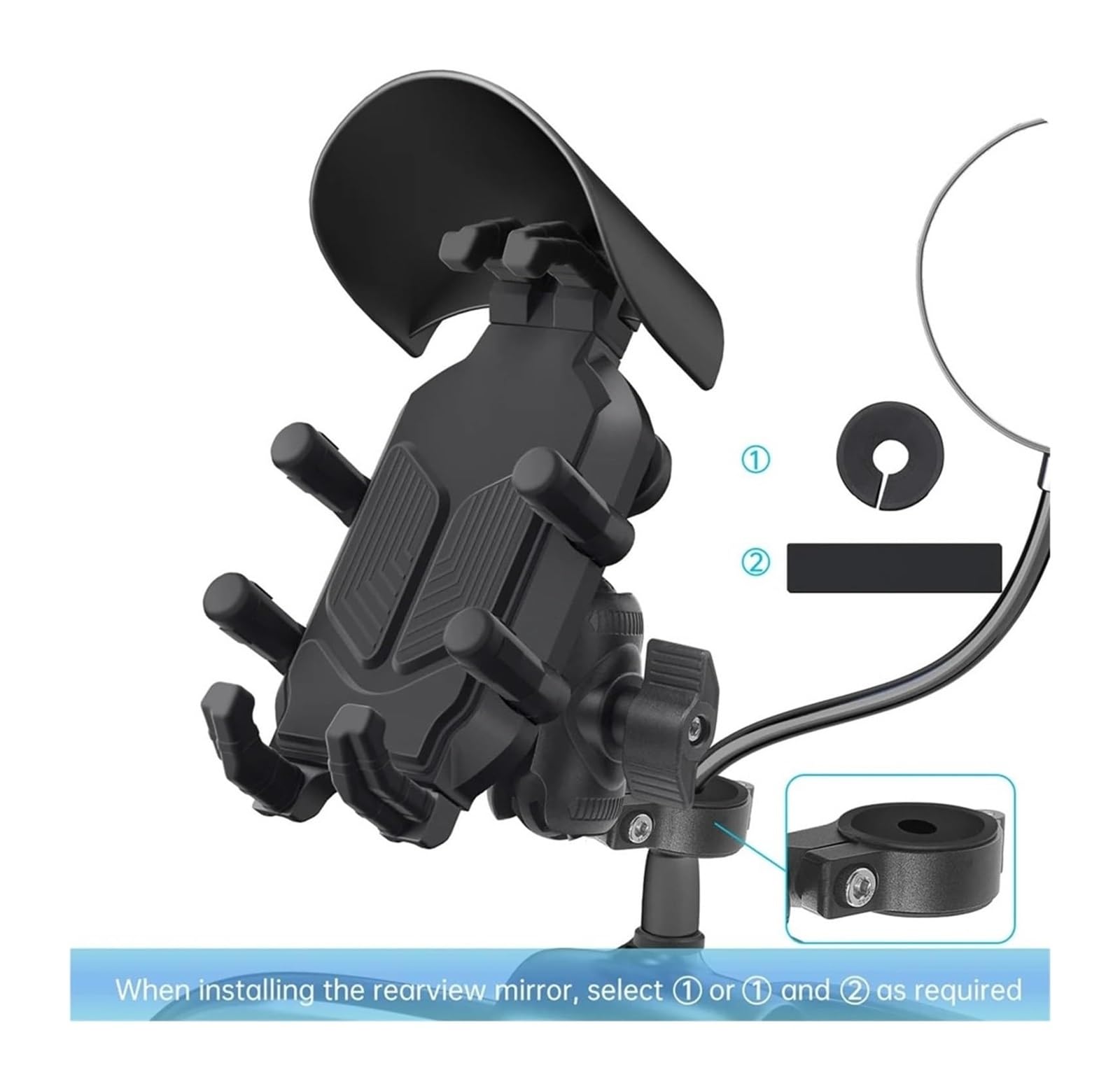 pour Moto Support Navigation GPS pour Moto Vélo Téléphone Support GPS Navigation Vibration Mobile 360 Rotation Antivol Sécurité Résistant(Rearview Mirror)
