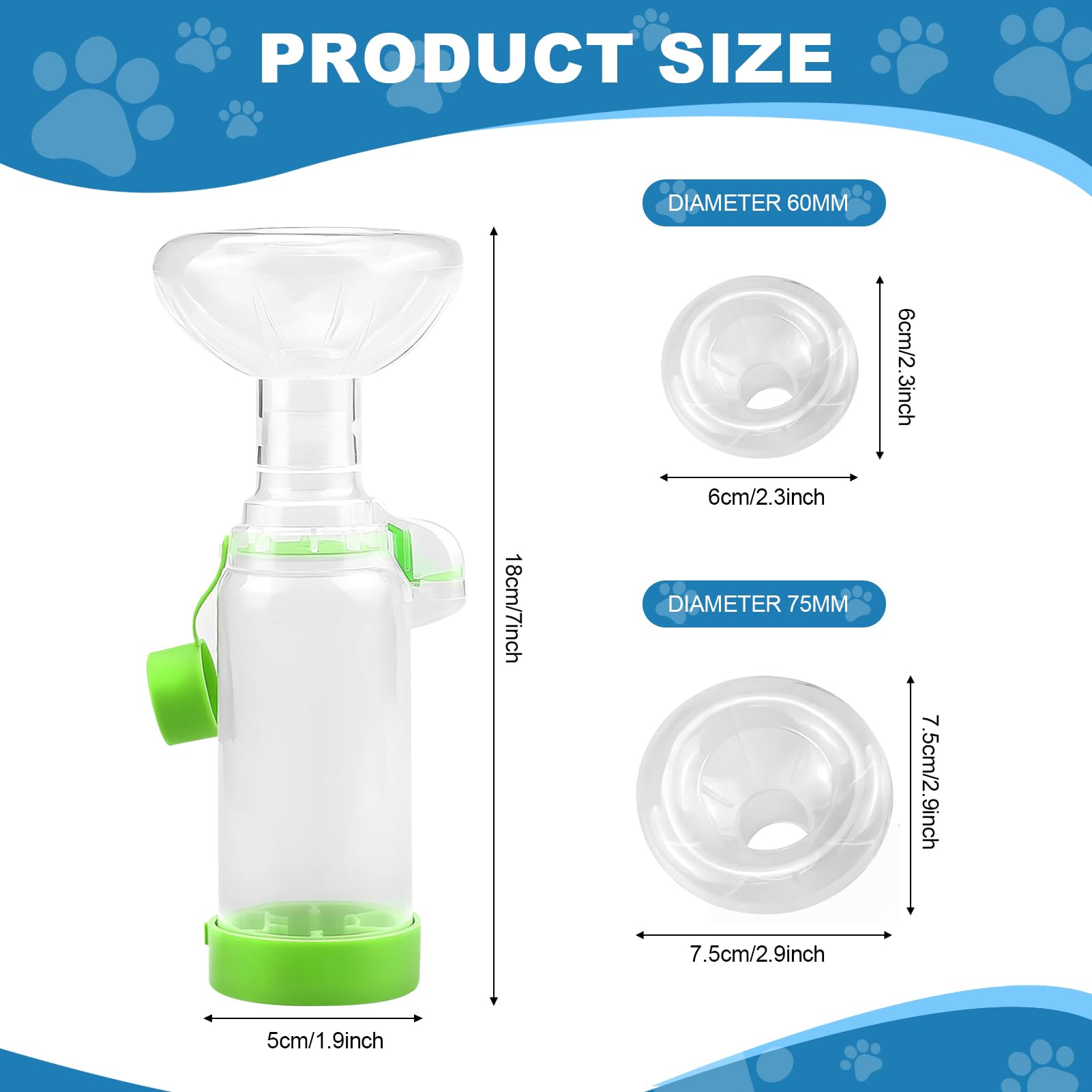 Chambre d'inhalation pour Animaux,Inhalateur pour Animaux,Chambre Aérosol,2 Masques pour Chats et Chiens,Aide Respiratoire Compagnie,Léger,administrer des médicaments à Votre Animal (Vert)