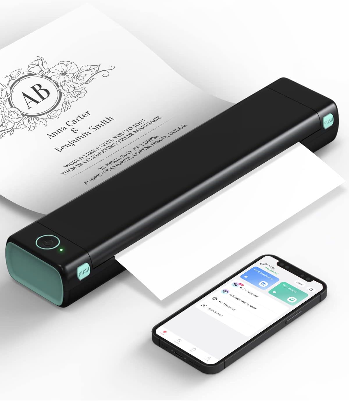 Phomemo M08F Impresora Térmica Portátil, Compatible con Papel Térmico A4, Impresoras de Viaje Móviles Inalámbricas para Automóviles y Oficinas Certificado ClimatePartner
